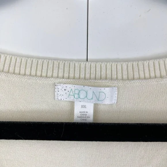 Abound Off White Basic V-Neck Long Sleeve Pullover Knit Sweater Size XXL - Picture 5 of 9